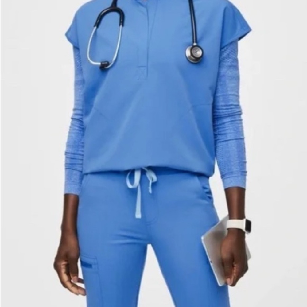 Figs Capri Blue Scrubs Top and Bottom Set